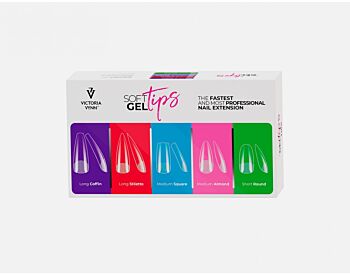 SOFT GEL TIPS Set with Long Coffin tips